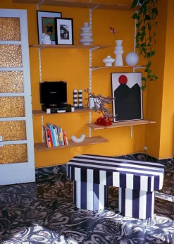Pamono Viva Stripe Black and White Bench by Houtique><noscript><img width=