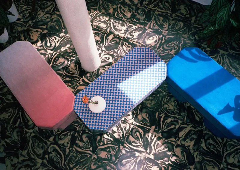 Pamono Viva Stripe Blue and Brown Bench by Houtique