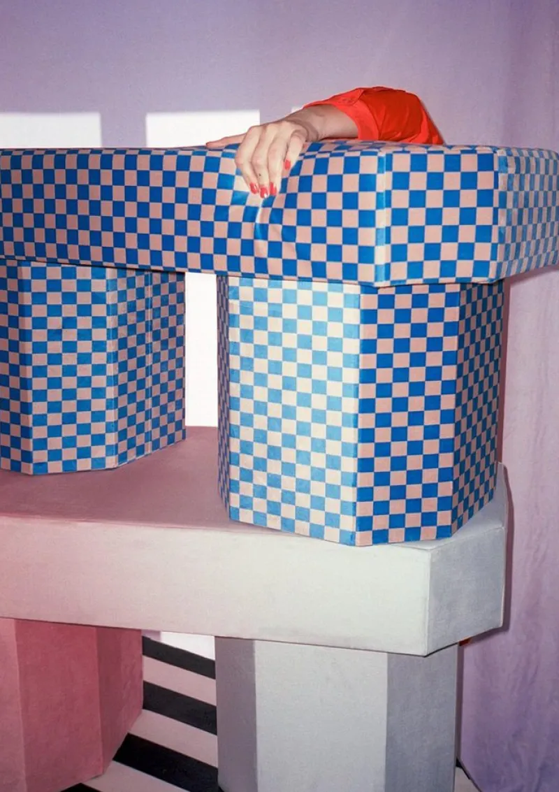 Pamono Viva Stripe Blue and Brown Bench by Houtique