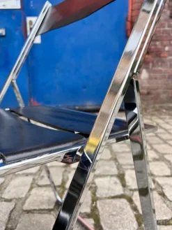 Pamono Vono Folding Chair in Leather and Chrome from Interlübke> Side Chairs & Dining Chairs