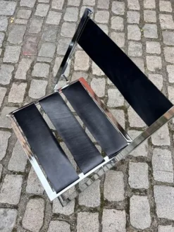 Pamono Vono Folding Chair in Leather and Chrome from Interlübke><noscript><img width=