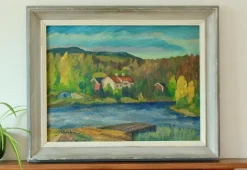 Pamono Wahlin, Coastal Scene, 1960s, Oil on Panel, Framed> Contemporary|Mid-Century