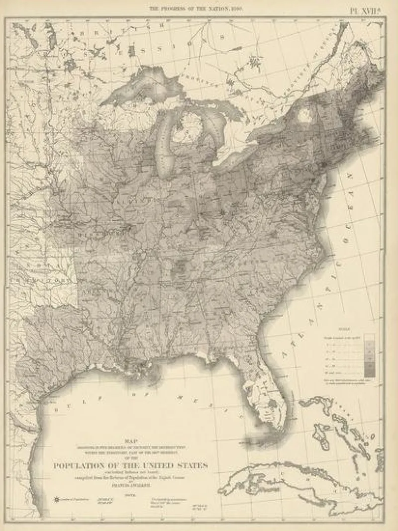Pamono Walker, Chart of the US Population, 1874, Paper> Wall Decor