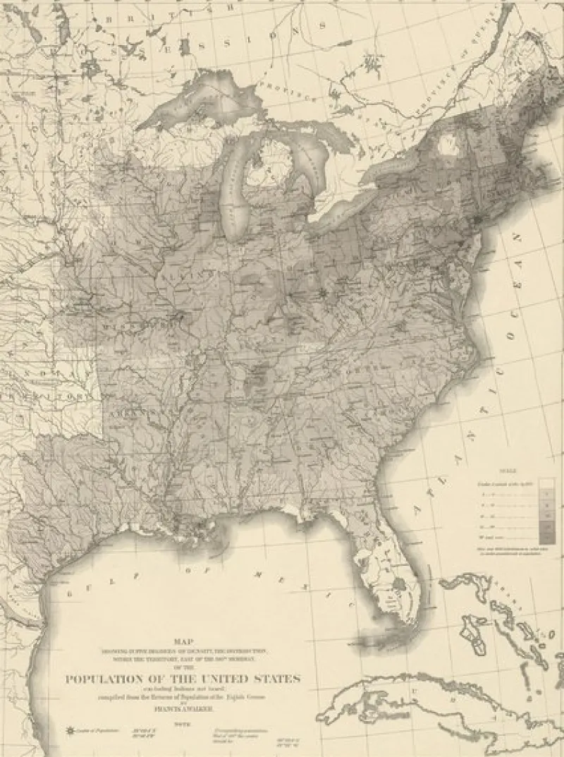 Pamono Walker, Chart of the US Population, 1874, Paper> Wall Decor