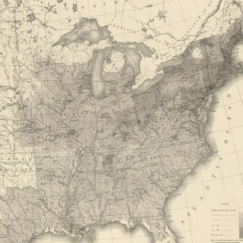 Pamono Walker, Chart of the US Population, 1874, Paper> Wall Decor