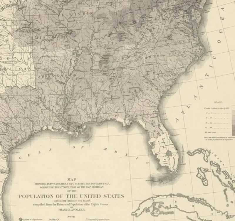Pamono Walker, Chart of the US Population, 1874, Paper> Wall Decor