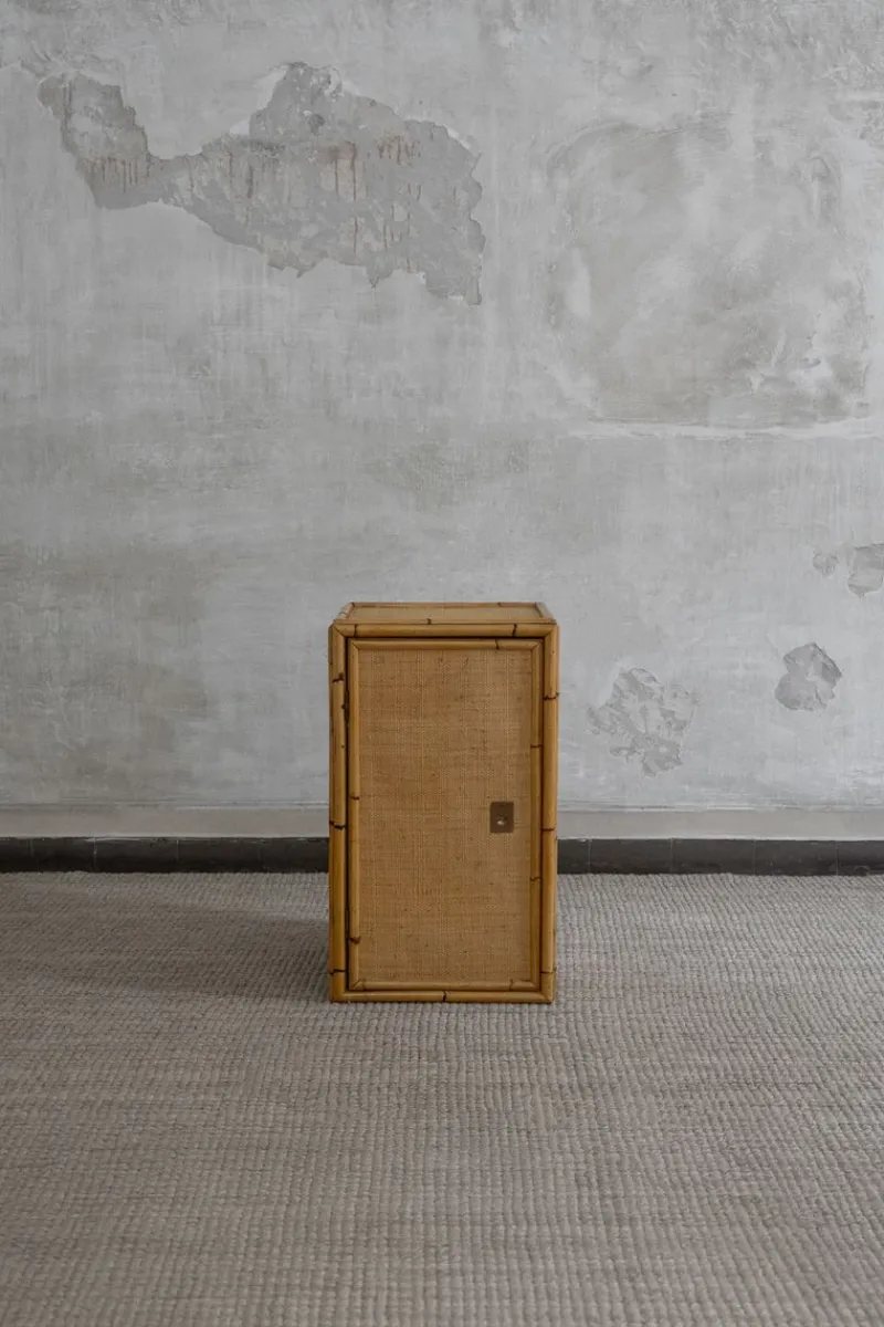 Pamono Wall Cabinet in Rattan and Brass by Dal Vera, 1970s> Shelves & Wall Units