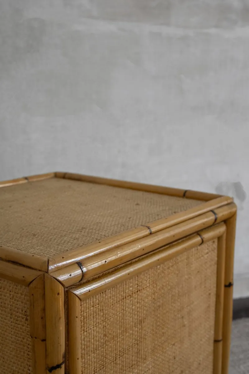 Pamono Wall Cabinet in Rattan and Brass by Dal Vera, 1970s> Shelves & Wall Units