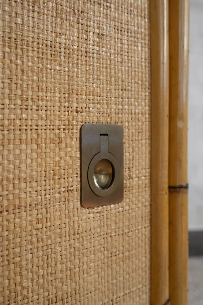 Pamono Wall Cabinet in Rattan and Brass by Dal Vera, 1970s> Shelves & Wall Units