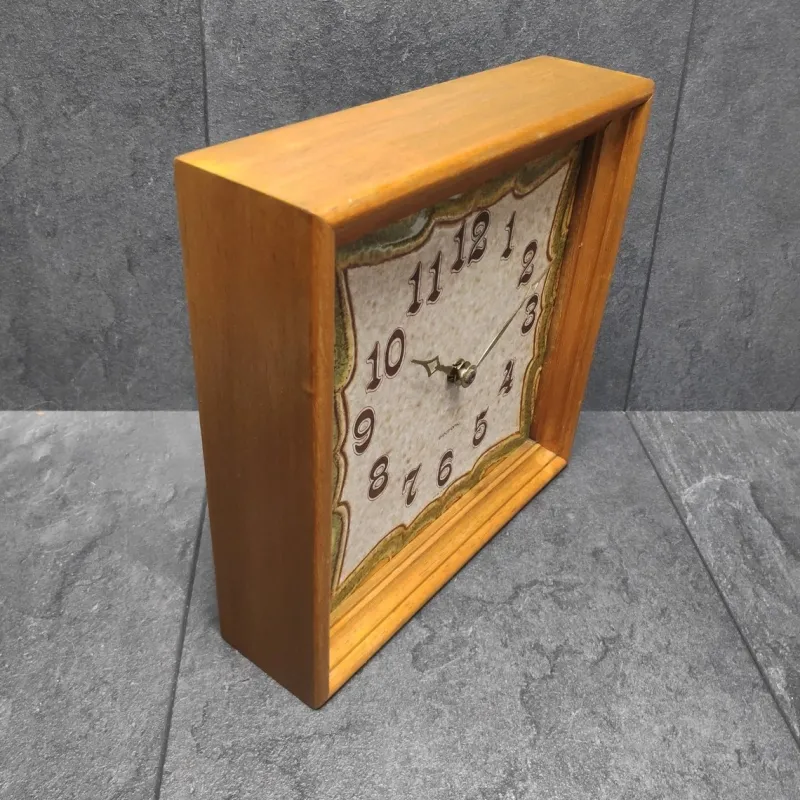 Pamono Wall Clock in Semigres Tile by Junghans, 1960s> Clocks
