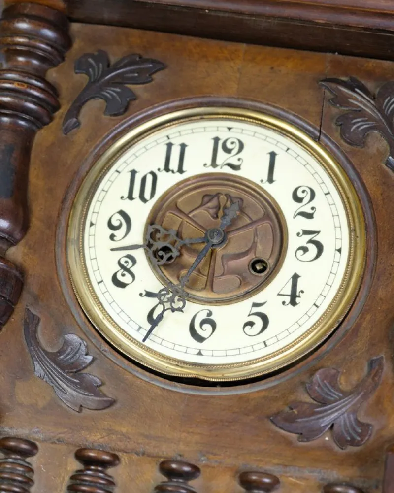 Pamono Wall Clock in Walnut by Junghans,1920s> Clocks