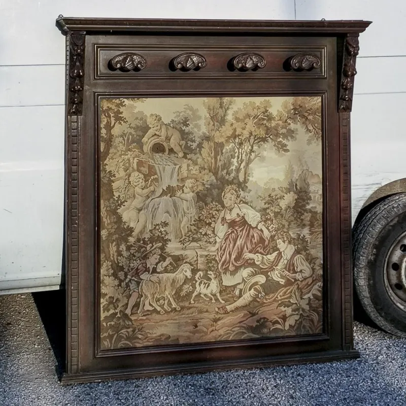 Discount Pamono Wall Coat Rack with Tapestry, 1900s
