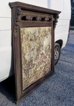 Discount Pamono Wall Coat Rack with Tapestry, 1900s