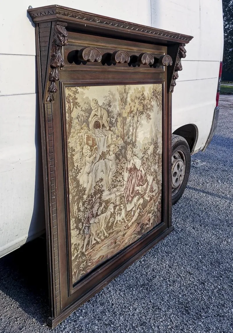 Discount Pamono Wall Coat Rack with Tapestry, 1900s
