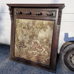 Discount Pamono Wall Coat Rack with Tapestry, 1900s