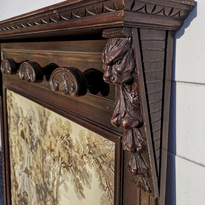 Discount Pamono Wall Coat Rack with Tapestry, 1900s