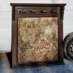 Discount Pamono Wall Coat Rack with Tapestry, 1900s