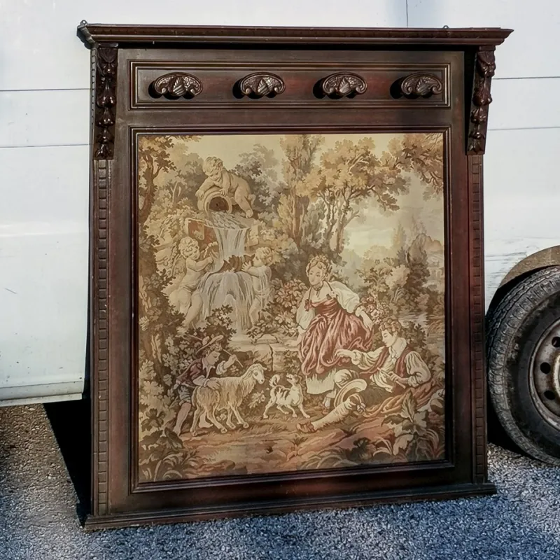 Discount Pamono Wall Coat Rack with Tapestry, 1900s