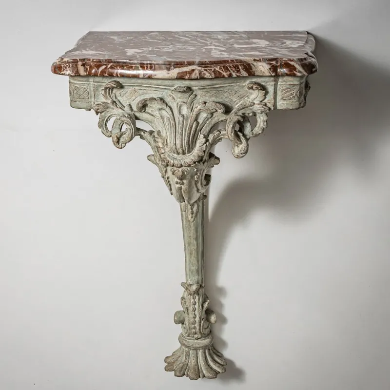Pamono Wall Console with Red Marble Top> Console Tables