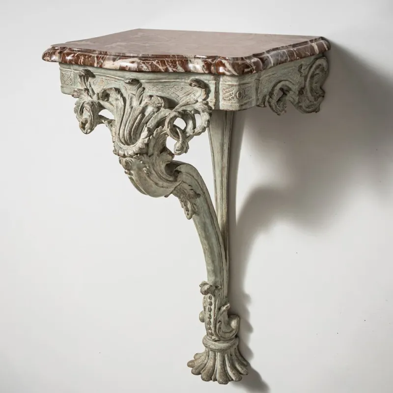Pamono Wall Console with Red Marble Top> Console Tables