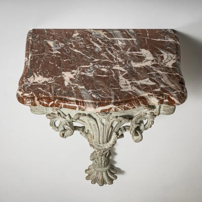 Pamono Wall Console with Red Marble Top> Console Tables