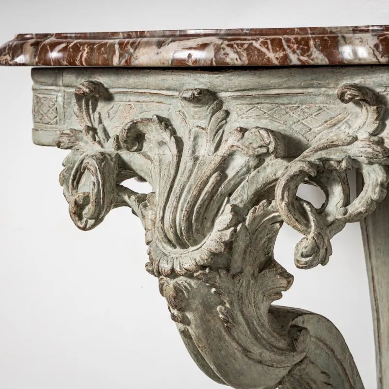 Pamono Wall Console with Red Marble Top> Console Tables