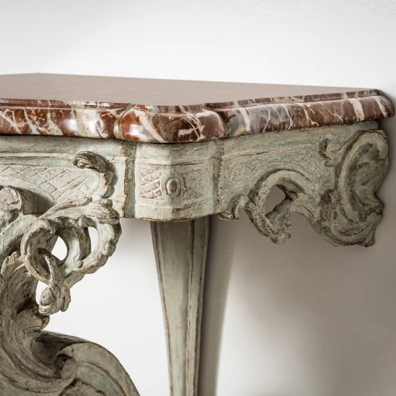 Pamono Wall Console with Red Marble Top> Console Tables