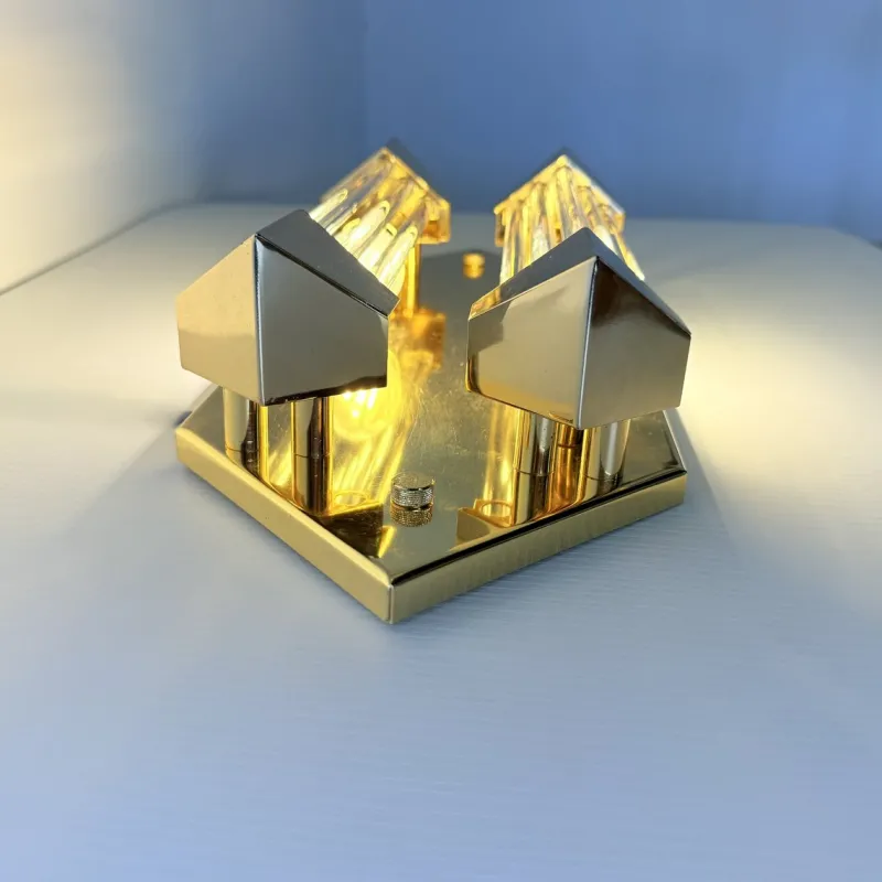 Discount Pamono Wall Lamp in Gold with Crystal Cylinders from Honsel, 1980s