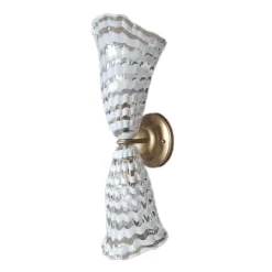Pamono Wall Lamp with Transparent and White Murano Glass by Bottega Veneziana> Wall Lights & Sconces