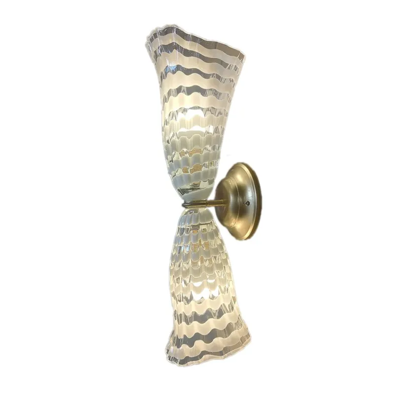 Pamono Wall Lamp with Transparent and White Murano Glass by Bottega Veneziana> Wall Lights & Sconces