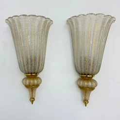 Pamono Wall Lamps Sconce Murano Glass from Barovier & Toso, 1970s, Set of 2><noscript><img width=