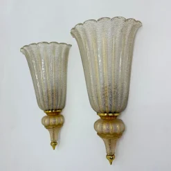 Pamono Wall Lamps Sconce Murano Glass from Barovier & Toso, 1970s, Set of 2><noscript><img width=