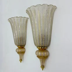 Pamono Wall Lamps Sconce Murano Glass from Barovier & Toso, 1970s, Set of 2><noscript><img width=