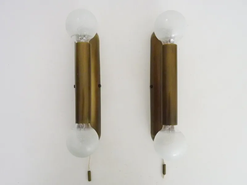 Pamono Wall Lights in Brass from Je Fassung, Germany, 1980s, Set of 2> Wall Lights & Sconces