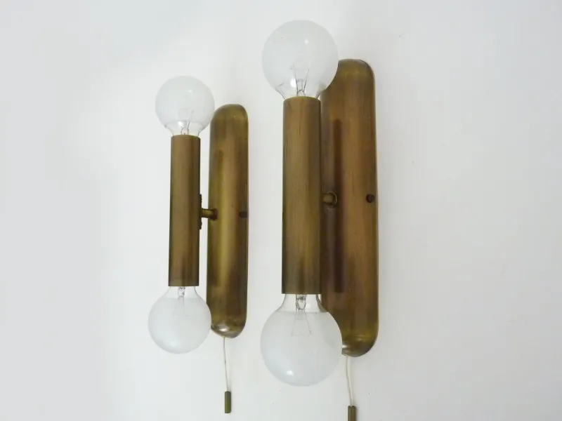 Pamono Wall Lights in Brass from Je Fassung, Germany, 1980s, Set of 2> Wall Lights & Sconces