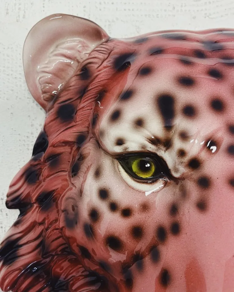 Pamono Wall Mask Ceramic Leopard Pink from Ceramiche Boxer> Wall Decor