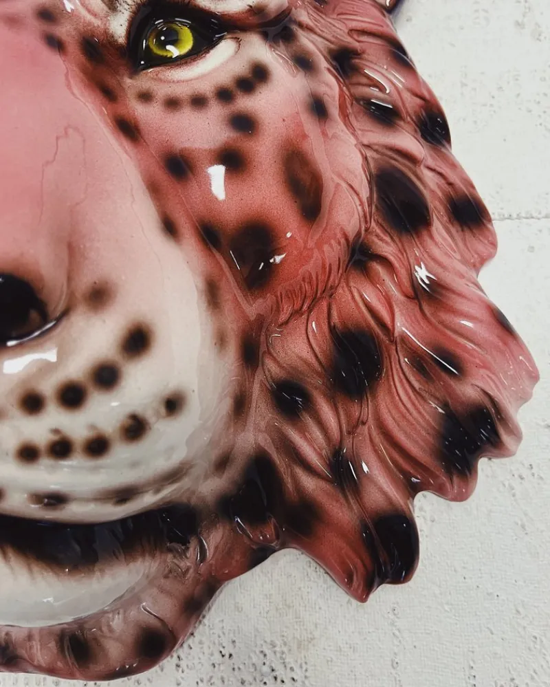 Pamono Wall Mask Ceramic Leopard Pink from Ceramiche Boxer> Wall Decor