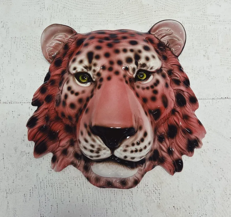 Pamono Wall Mask Ceramic Leopard Pink from Ceramiche Boxer> Wall Decor