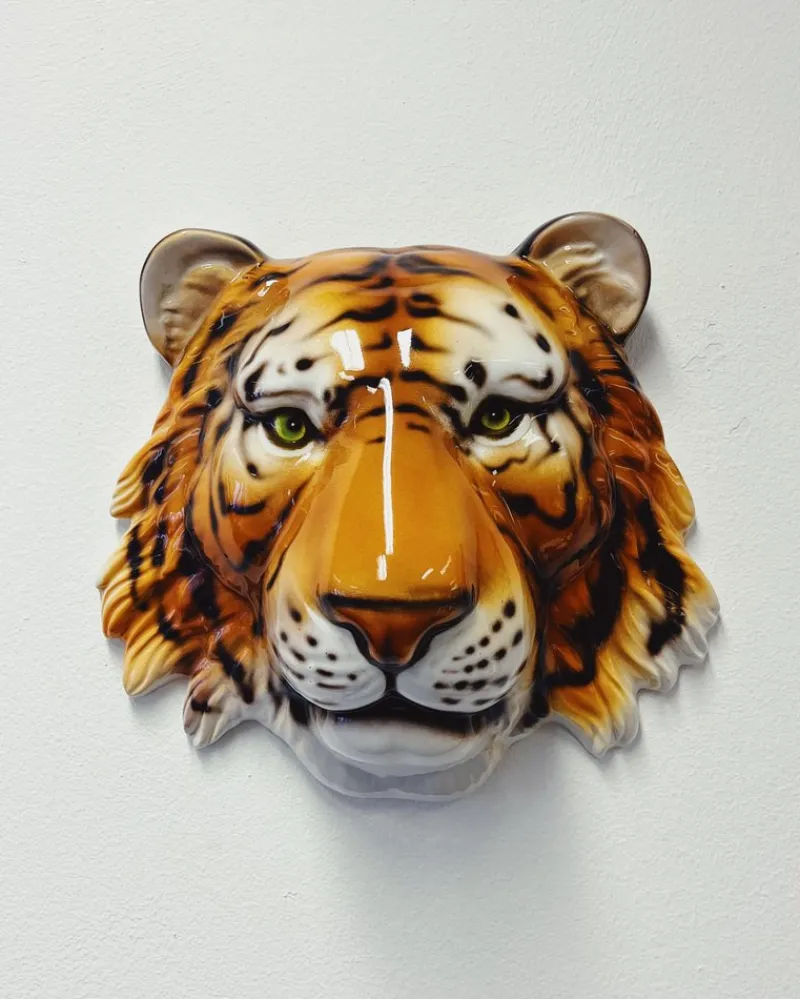 Pamono Wall Mask Tiger in Ceramic from Ceramiche Boxer> Wall Decor