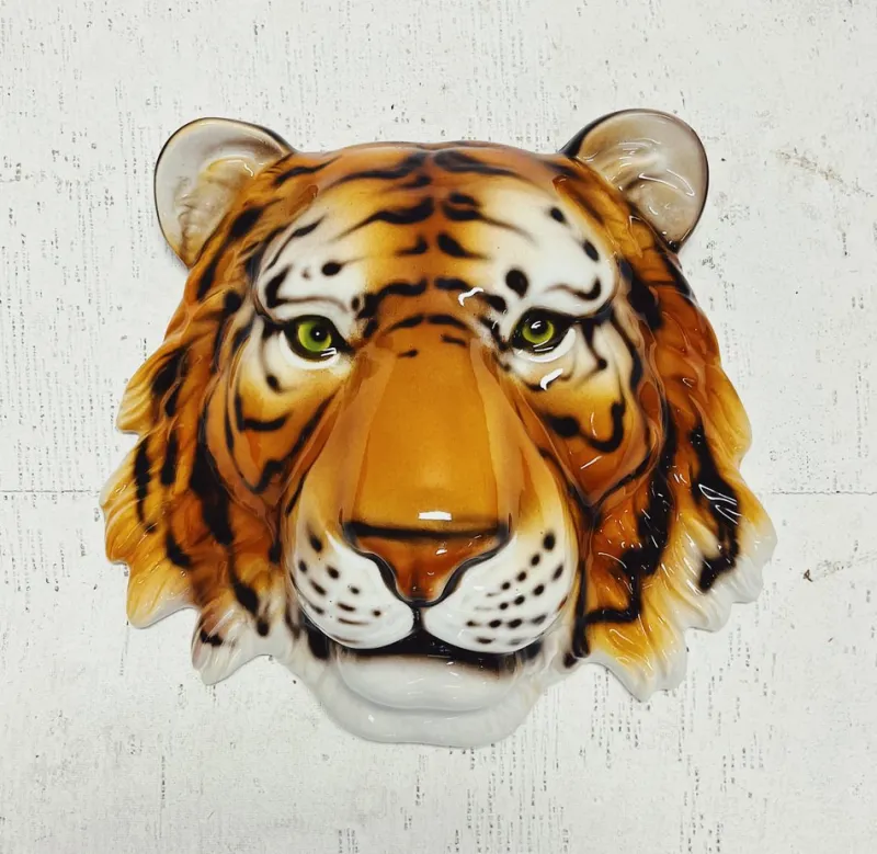 Pamono Wall Mask Tiger in Ceramic from Ceramiche Boxer> Wall Decor