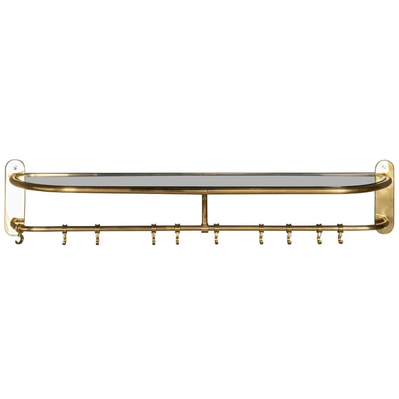 Pamono Wall Mounted Brass Coat & Hat Rack, 1930s> Racks, Hooks & Valets