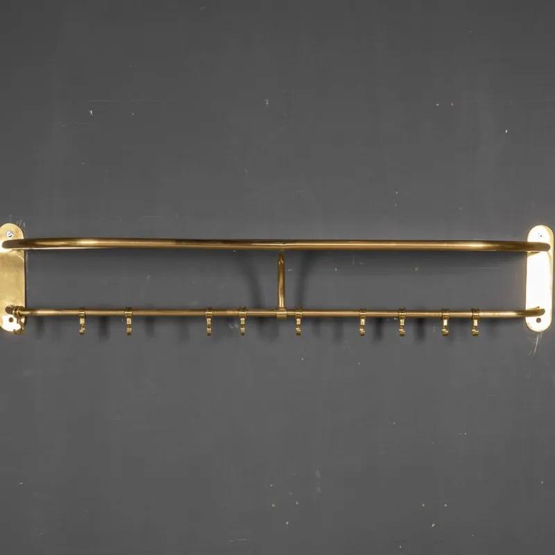 Pamono Wall Mounted Brass Coat & Hat Rack, 1930s> Racks, Hooks & Valets