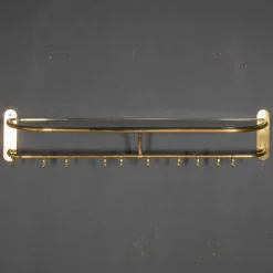 Pamono Wall Mounted Brass Coat & Hat Rack, 1930s><noscript><img width=