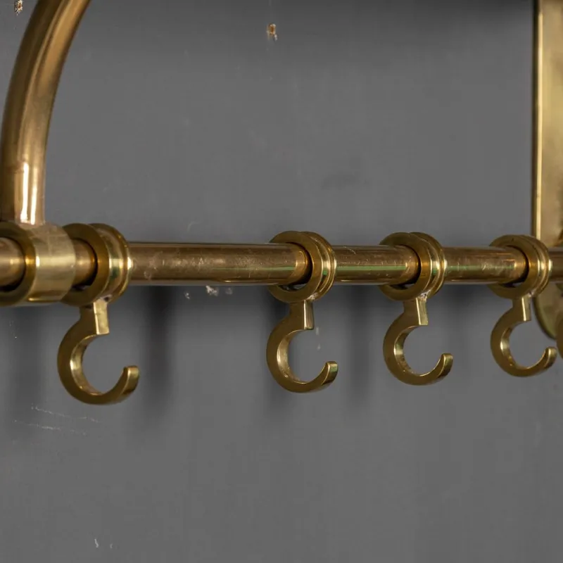 Pamono Wall Mounted Brass Coat & Hat Rack, 1930s> Racks, Hooks & Valets