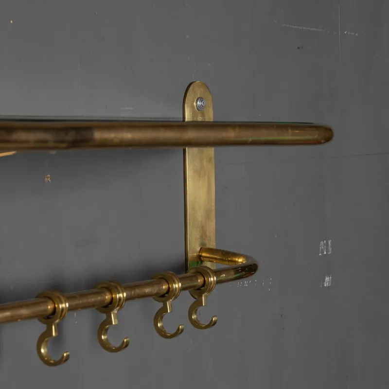 Pamono Wall Mounted Brass Coat & Hat Rack, 1930s> Racks, Hooks & Valets