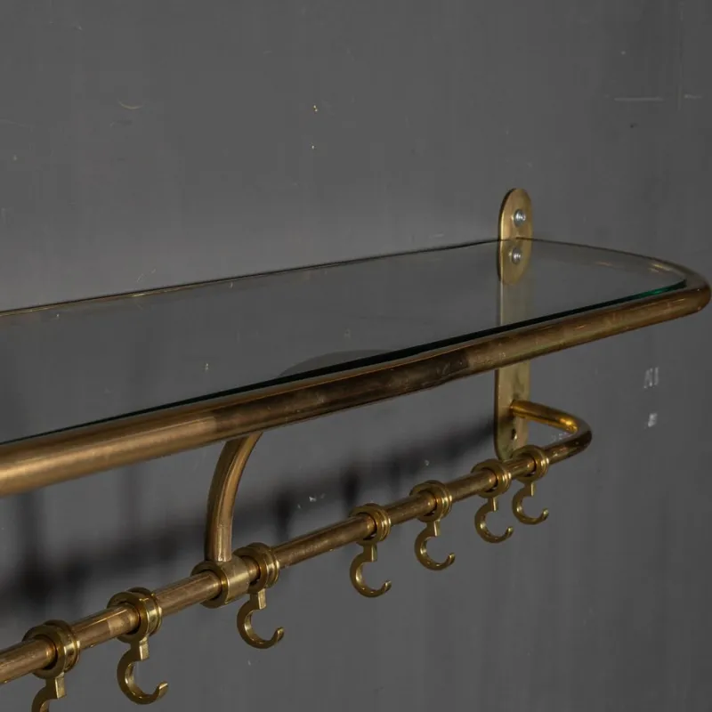 Pamono Wall Mounted Brass Coat & Hat Rack, 1930s> Racks, Hooks & Valets