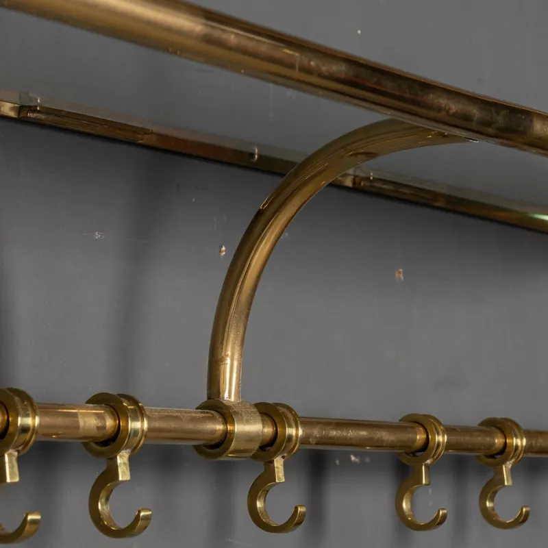 Pamono Wall Mounted Brass Coat & Hat Rack, 1930s> Racks, Hooks & Valets