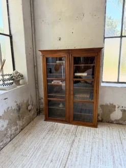 Pamono Walnut and Glass Bookcase, 1890s><noscript><img width=