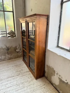 Pamono Walnut and Glass Bookcase, 1890s><noscript><img width=