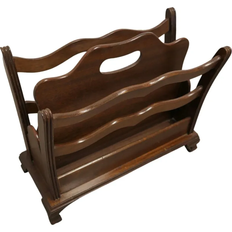 Pamono Walnut Canterbury Magazine Rack, 1950s> Magazine Racks